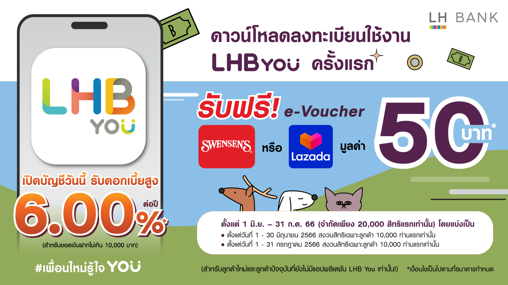 LH Bank ชวนโหลดแอป "LHB You" ชูเงินฝากออมทรัพย์ดิจิทัล ดบ. 6%