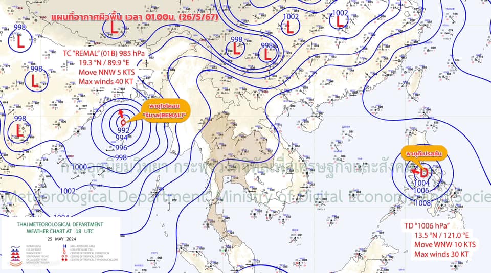 พายุไซโคลน “ริมาล (REMAL)” บริเวณอ่าวเบงกอลตอนบน